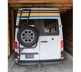 Heckleiter mit Reserveradträger verstellbar für MAN TGE/ VW CRAFTER +2017, 180º Scharniere